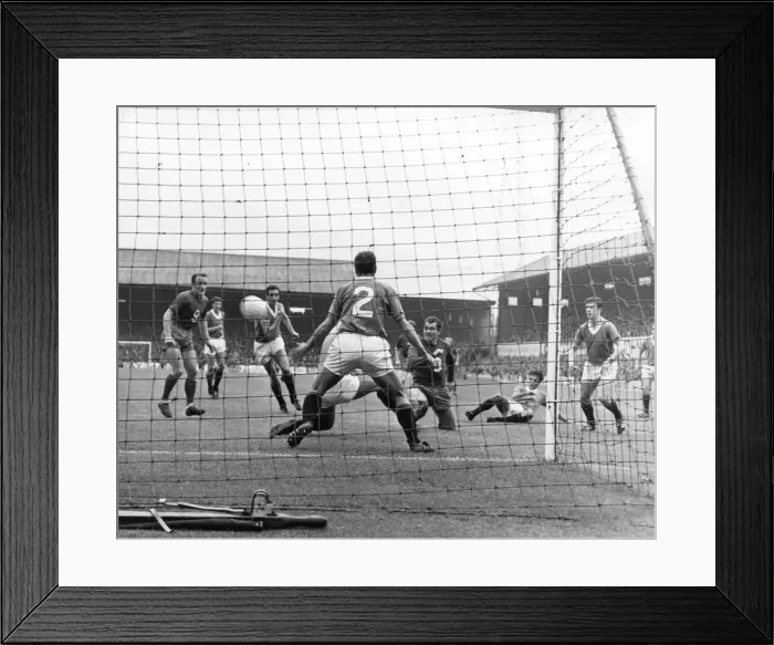 Framed Print : Aberdeen v. Rangers. Jim Storrie (2nd right) gets the goal that gives them a point
