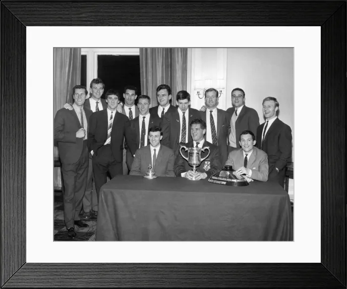 Framed Print : Scottish Cup Final replay. Rangers v. Celtic. Victory Line up l-r: Mclean, Martin Framed Print : Scottish Cup Final replay. Rangers v. Celtic. Victory Line up l-r: Mclean, Martin