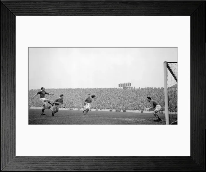 Framed Print : Cardiff City v Liverpool league match at Ninian Park November 1953