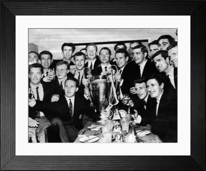 Framed Print : Lisbon Lions celebrate at the UEFA after-match banquet for which the beaten Italians