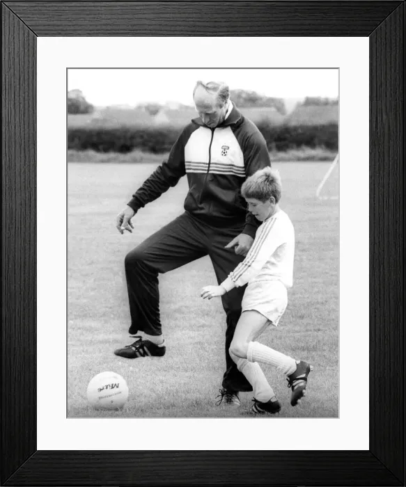 Framed Print : Newcastle United manager Jack Charlton coaching some up Framed Print : Newcastle United manager Jack Charlton coaching some up