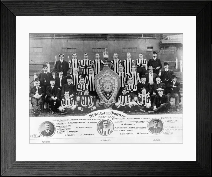 Framed Print : NEWCASTLE UNITED TEAM SHOT, 1907 - 1908. A superbly arranged photograph of Framed Print : NEWCASTLE UNITED TEAM SHOT, 1907 - 1908. A superbly arranged photograph of
