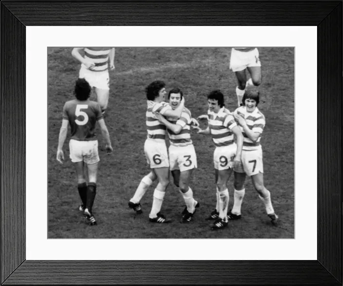 Framed Print : Celtic players celebrate after scoring goal against Rangers in FA Cup Final at hampden Framed Print : Celtic players celebrate after scoring goal against Rangers in FA Cup Final at hampden