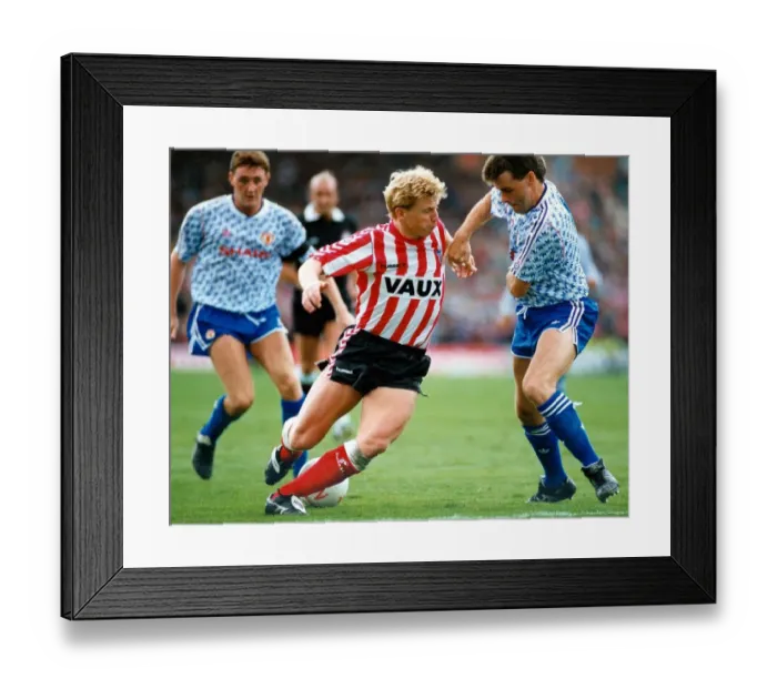 Framed Print : Sunderland Associated Football Club - Footballer Marco Gabbiadini against Manchester