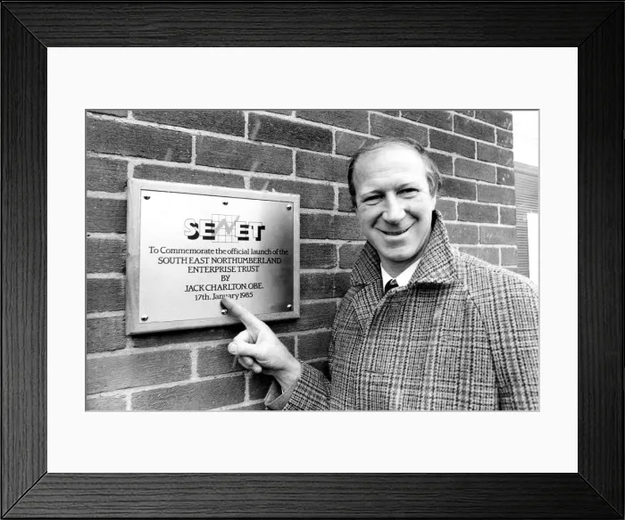 Framed Print : Newcastle United manager Jack Charlton unveiled a plaque to launch the new South East