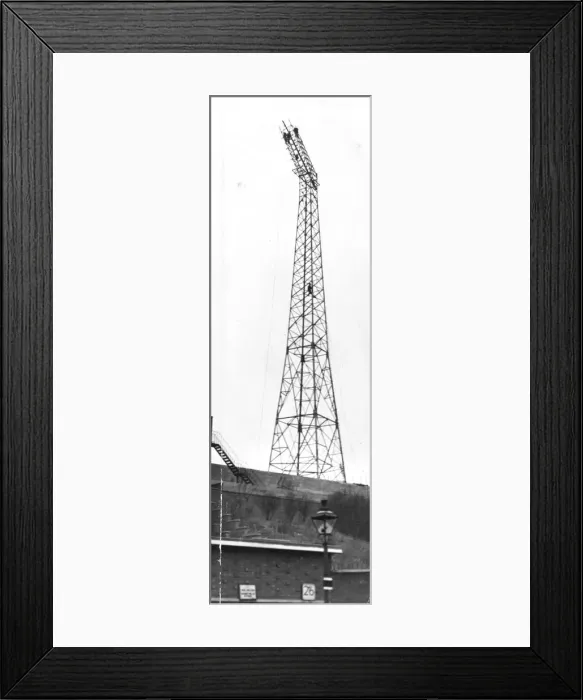Framed Print : One of the new light pylons being built at St James Park 4 February 1958
