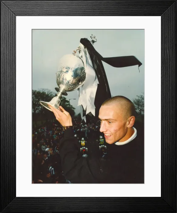 Framed Print : Newcastle United player Lee Clark with the First Division Trophy May 1993 Framed Print : Newcastle United player Lee Clark with the First Division Trophy May 1993