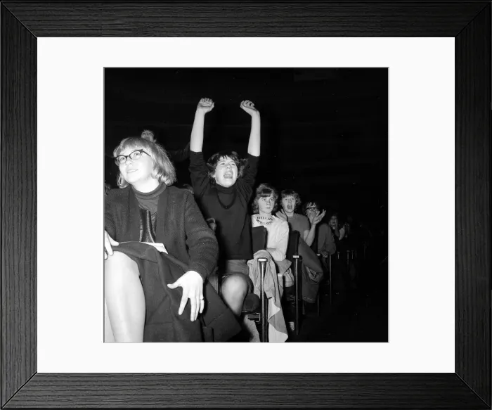 Framed Print : The Beatles November 1963 Fans of The Beatles cheer Framed Print : The Beatles November 1963 Fans of The Beatles cheer