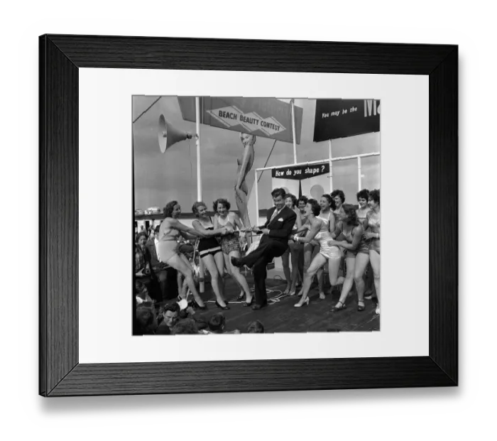 Framed Print : Sunday Pictorial Beach Beauty contest with Benny Hill at Great Yarmouth Box bb Framed Print : Sunday Pictorial Beach Beauty contest with Benny Hill at Great Yarmouth Box bb