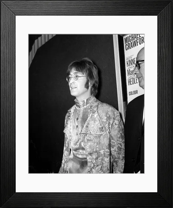 Framed Print : John Lennon of the Beatles attends the Film Premiere How I Won the War