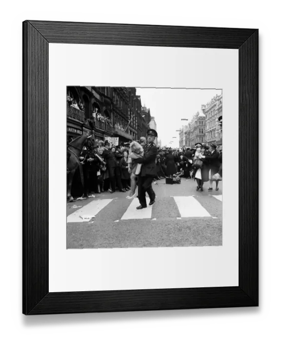 Framed Print : 10 July 1964 An fan injured in the crush is helped away as crowds await the arrival of