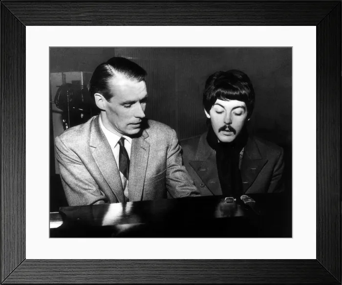 Framed Print : Paul McCartney playing the piano with producer George Martin, circa November 1966 Framed Print : Paul McCartney playing the piano with producer George Martin, circa November 1966
