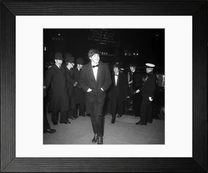 Framed Print : Paul McCartney smiles as the group arrive at the Empire Ballroom in Leicester Square for Framed Print : Paul McCartney smiles as the group arrive at the Empire Ballroom in Leicester Square for