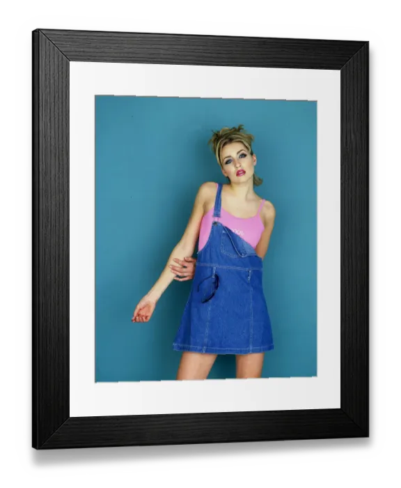 Framed Print : Denim pinafore dress from Internacionale Fashion, August 1997