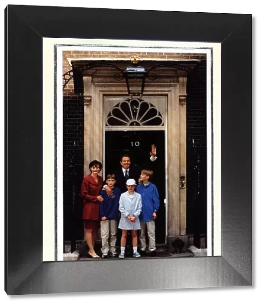 Tony Blair Christmas card December 1997 - Tony Blair and family outside Ten Downing