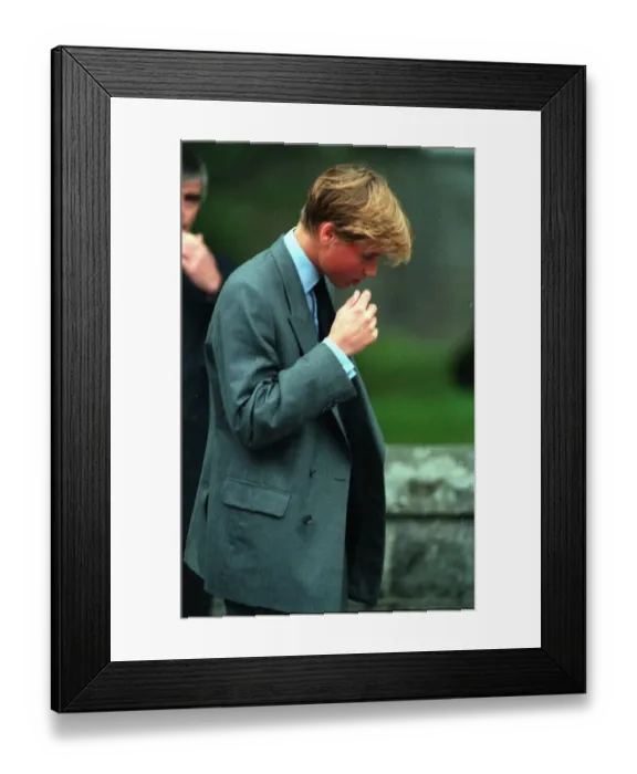 Framed Print : Prince William brings a hand to his face, 4th September 1997 Framed Print : Prince William brings a hand to his face, 4th September 1997