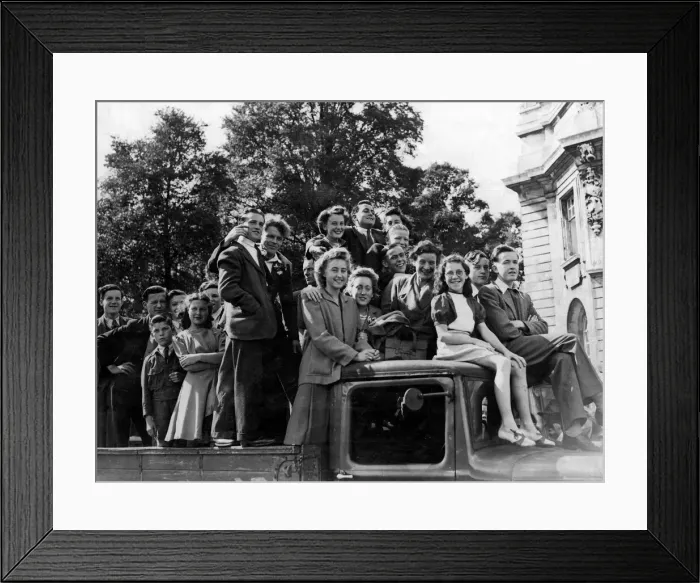 Framed Print : War - World War II - Yound people in Cardiff climb on board a lorry to use it as a Framed Print : War - World War II - Yound people in Cardiff climb on board a lorry to use it as a