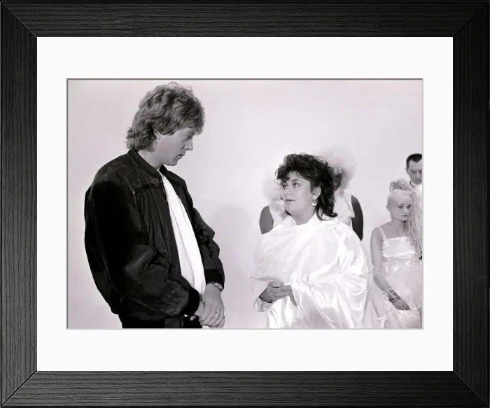 Framed Print : Fashion from Comedian Dawn French Dawn French shows her wedding dress style