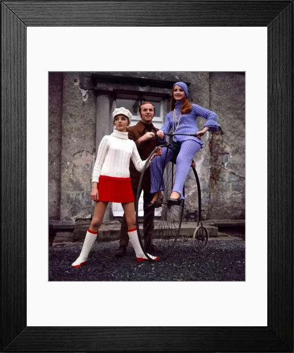 Framed Print : Irish Fashions- November 1969 Designer Cyril Cullen with models Mai Power (on right Framed Print : Irish Fashions- November 1969 Designer Cyril Cullen with models Mai Power (on right