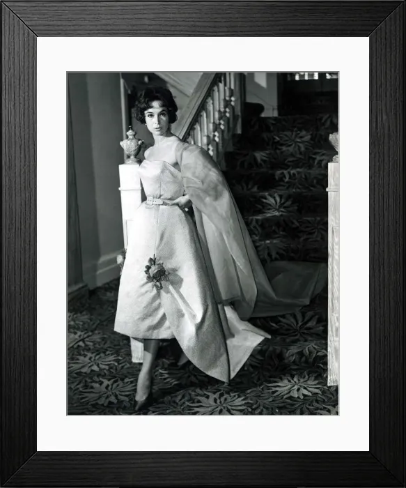 Framed Print : Marla Scarafia Woman coming down the stairs pouting dramatically at the camera in a Framed Print : Marla Scarafia Woman coming down the stairs pouting dramatically at the camera in a