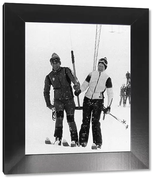 Prince Charles with friend Lady Sarah Spencer skiing in 1978