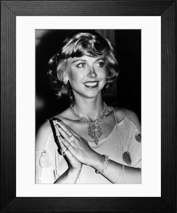 Framed Print : Davina Sheffield wearing diamonds at charity function 1977