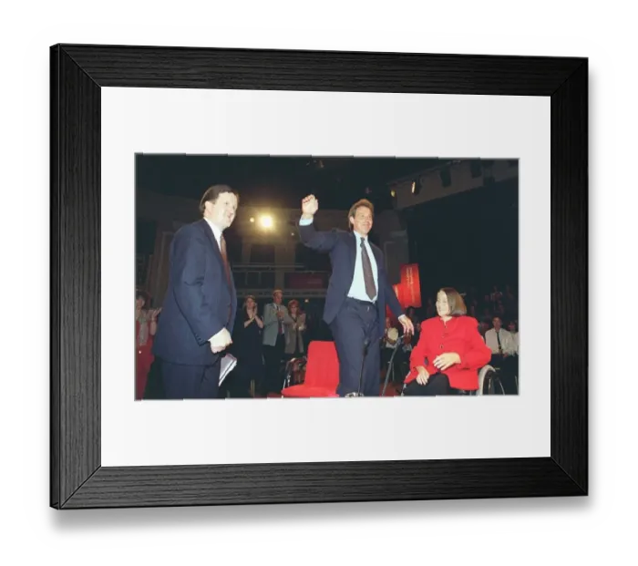 Framed Print : Tony Blair MP leader of the Labour Party speaking at Aberdeen Beach Ballroom with Anne