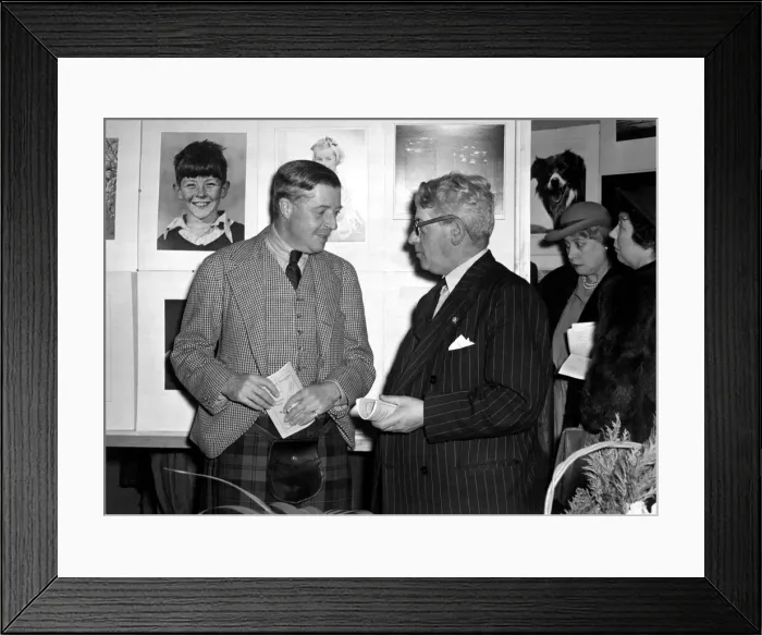 Framed Print : Earl of Cawdor (left) chats with provost Grigor of Inverness after opening Framed Print : Earl of Cawdor (left) chats with provost Grigor of Inverness after opening