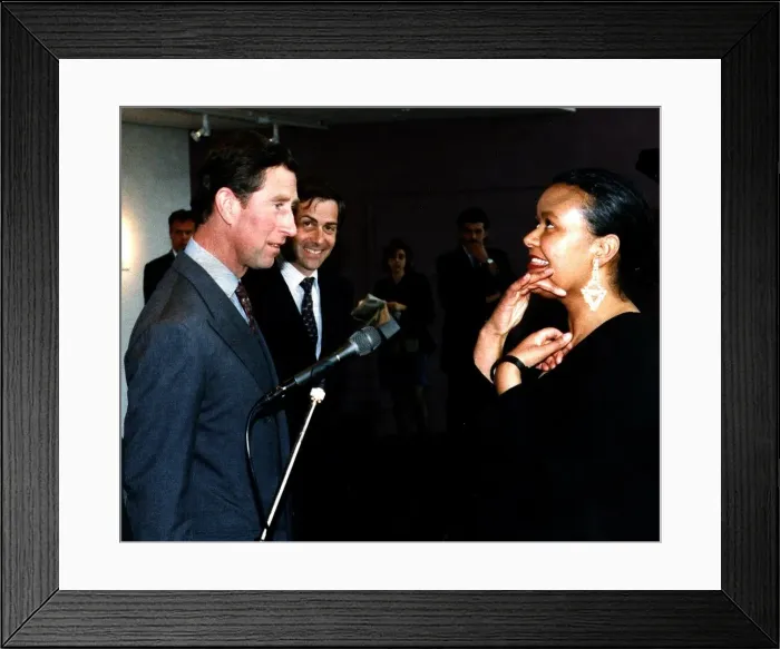 Framed Print : Prince Charles Prince of Wales Motorola Bathgate meeting recipients of awards