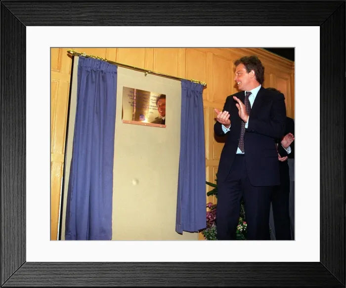 Framed Print : Tony Blair MP Labour leader unveilling plaque to commemorate the opening of Hamilton