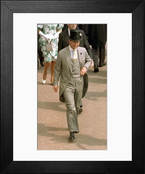 Framed Print : Prince Charles wearing grey suit and top hat at Ascot Framed Print : Prince Charles wearing grey suit and top hat at Ascot