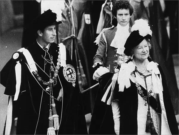 Prince Charles attends the Garter Ceremony Windsor 1977 with Queen Mother