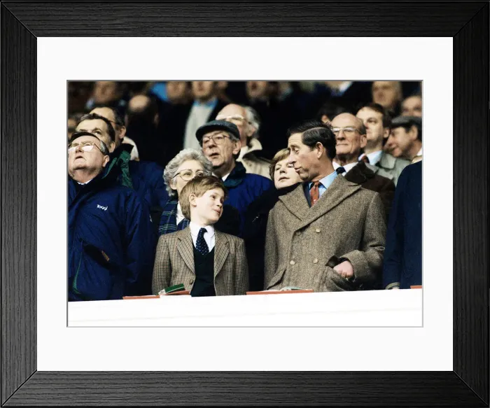 Framed Print : Prince Charles with son Prince Harry at Wales Scotland rugby international Cardiff Arms Framed Print : Prince Charles with son Prince Harry at Wales Scotland rugby international Cardiff Arms