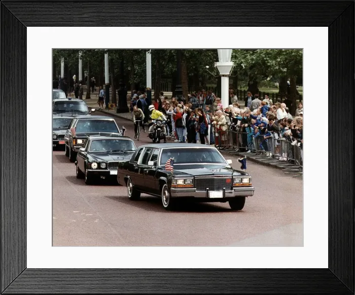 Framed Print : George Bush USA President In His Presidential Car In London January 1991