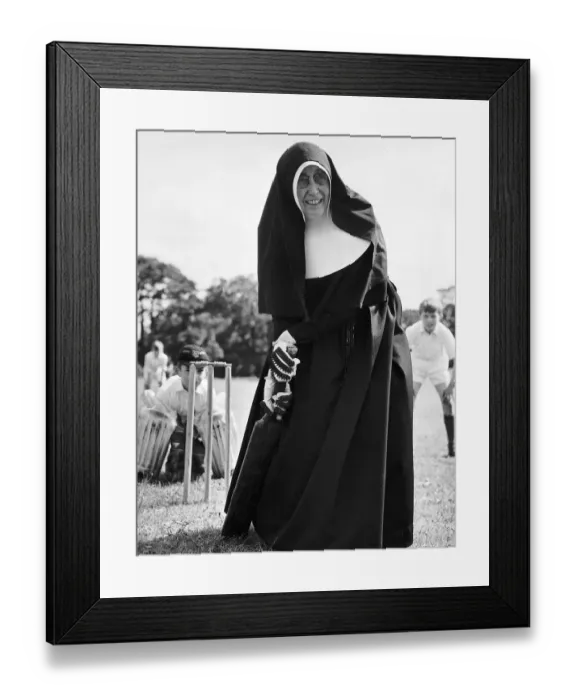 Framed Print : Nun Sister Gabriel coach of school Cricket team at St. Josephs School