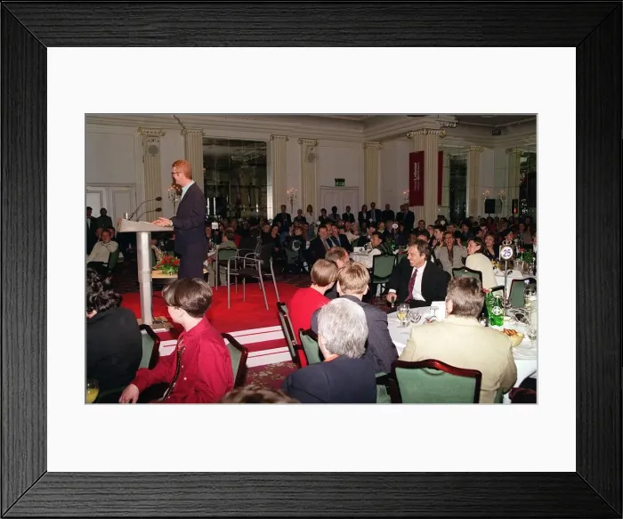 Framed Print : Tony Blair at the Grosvenor Hotel where he was meeting prospective members of the Labour