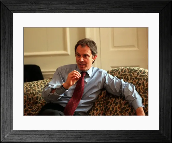 Framed Print : Tony Blair MP Prime Minister during interview March 1998 with The Mirror editor Piers