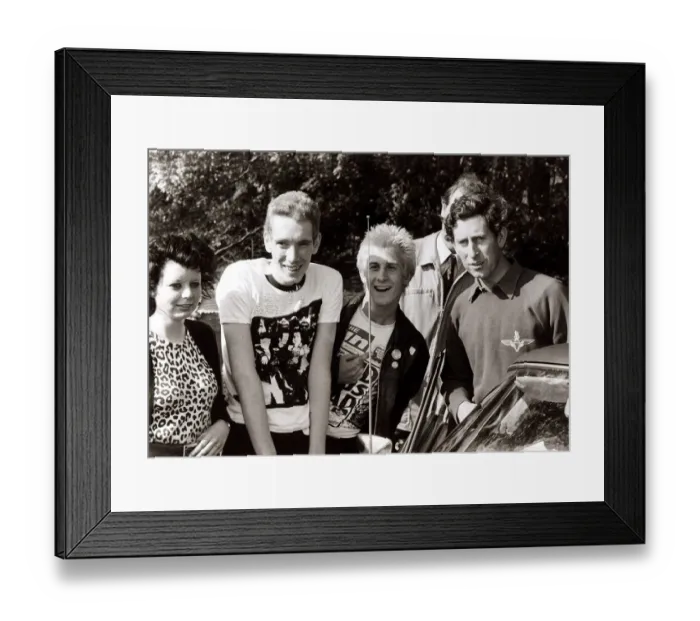 Framed Print : Youth Culture - Punk Rockers - May 1979 pose with Prince Charles 29  /  05  /  1979
