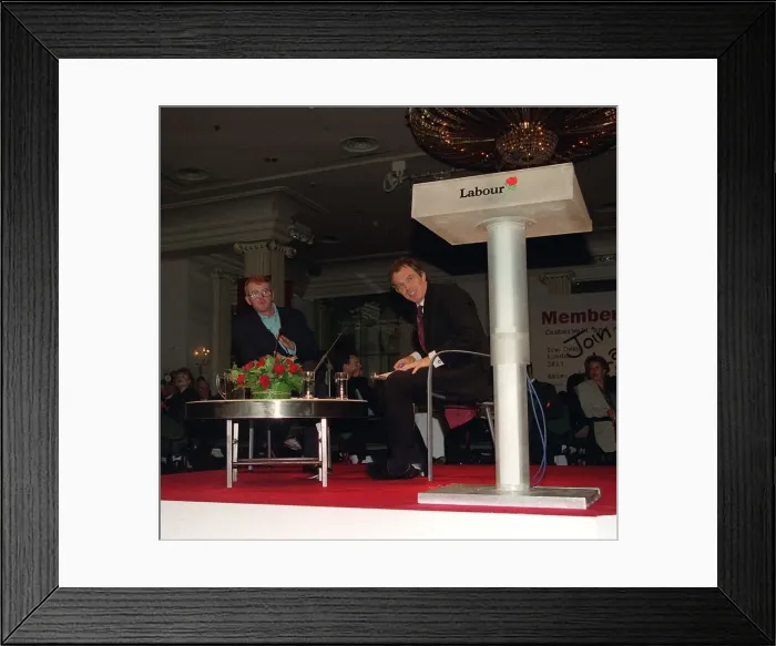 Framed Print : Tony Blair at the Grosvenor Hotel where he was meeting prospective members of the Labour Framed Print : Tony Blair at the Grosvenor Hotel where he was meeting prospective members of the Labour