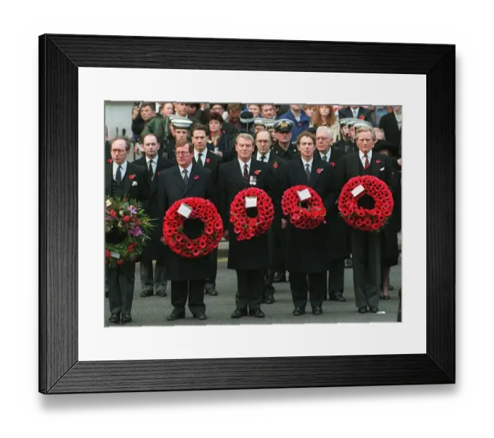 Framed Print : Remembrance Sunday Parade Cenotaph Whitehall London Front row left to right Malcom Framed Print : Remembrance Sunday Parade Cenotaph Whitehall London Front row left to right Malcom