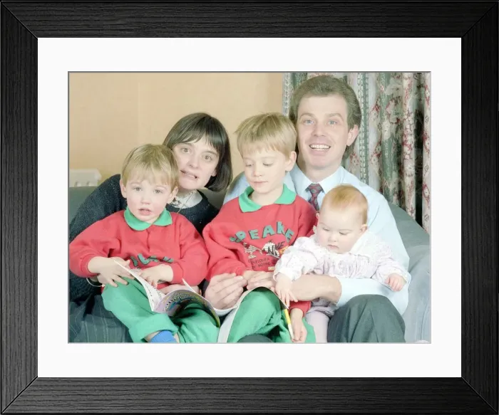 Framed Print : Tony Blair and family December 1988 Tony Blair future labour prime minister with Framed Print : Tony Blair and family December 1988 Tony Blair future labour prime minister with