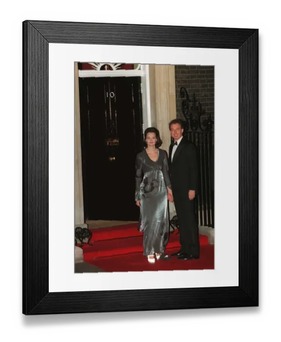 Framed Print : Tony Blair and wife Cherie Blair at number Ten Downing Street for the reception for