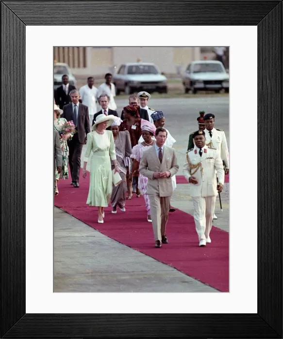 Framed Print : Prince and Princess of Wales Official Visit to Nigeria in West Africa Framed Print : Prince and Princess of Wales Official Visit to Nigeria in West Africa