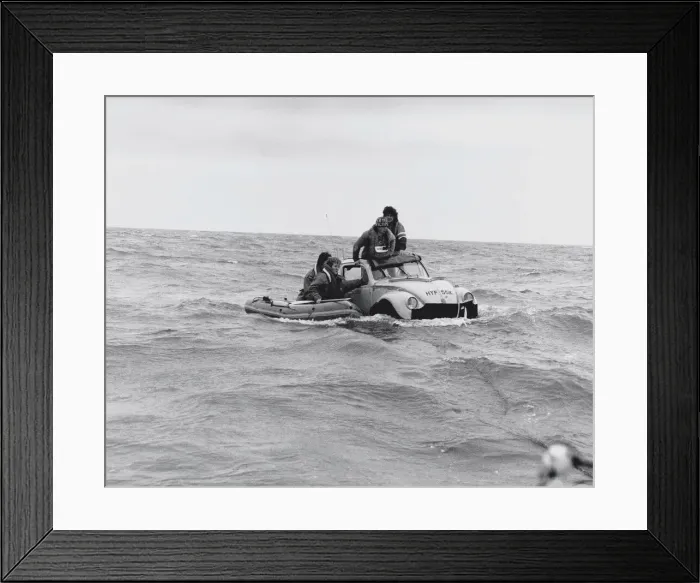 Framed Print : Stunts and stuntmen TV daredevil Peter Duncan tried to pop across the Irish Sea to get to Framed Print : Stunts and stuntmen TV daredevil Peter Duncan tried to pop across the Irish Sea to get to