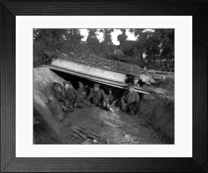 Framed Print : World War One Mannes near Antwerp October 1914 Tommies enjoying a smoke