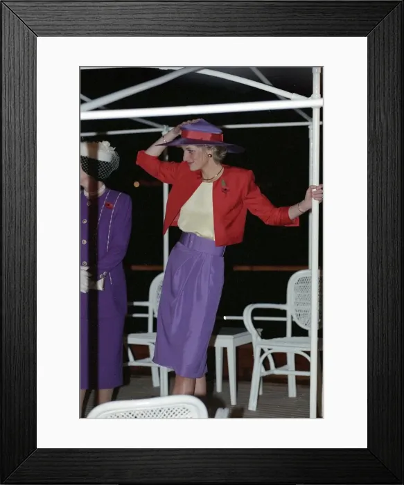 Framed Print : Prince and Princess of Wales Visit to Hong Kong 1989. Princess Diana wearing a Framed Print : Prince and Princess of Wales Visit to Hong Kong 1989. Princess Diana wearing a