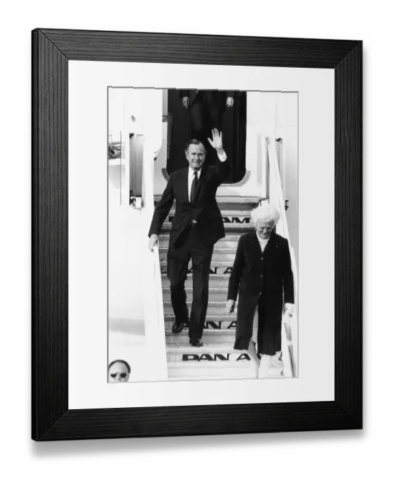 Framed Print : President George Bush of the United States arrives with his wife