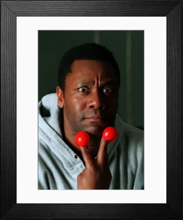 Framed Print : Lenny Henry Comedian / Actor December 97 With two red nose Framed Print : Lenny Henry Comedian / Actor December 97 With two red nose