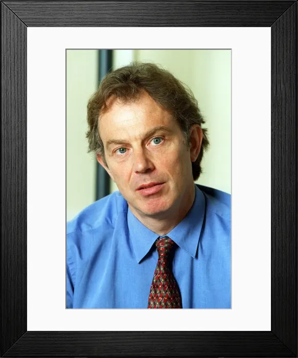 Framed Print : Tony Blair British Prime Minister at Number ten Downing Street during an interview with