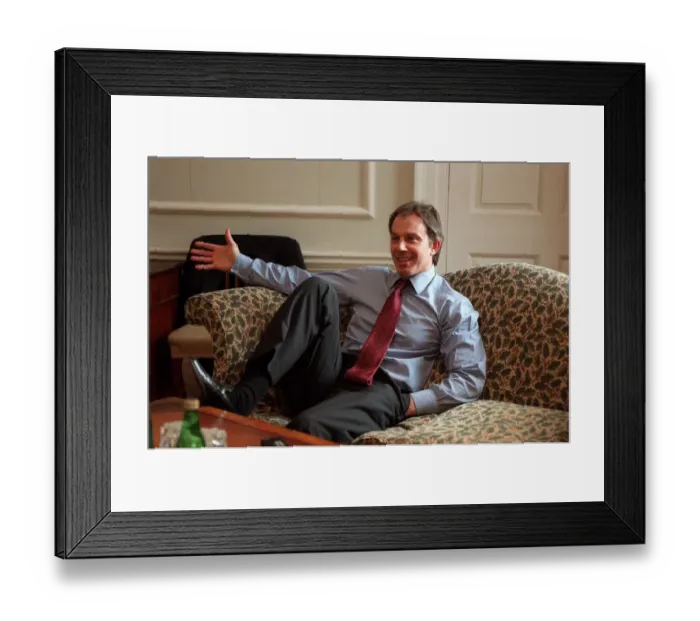 Framed Print : Tony Blair Prime Minister March 98 Sitting ion sofa at 10 downing street talking to